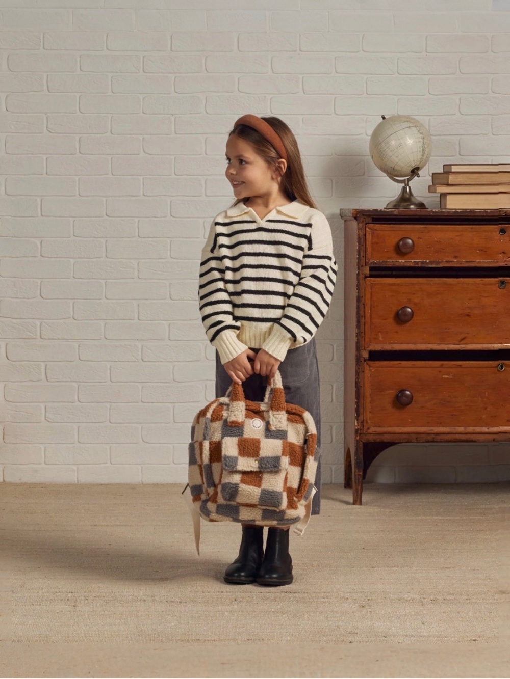 RYLEE + CRU GIRLS STRIPED COLLARED SWEATER